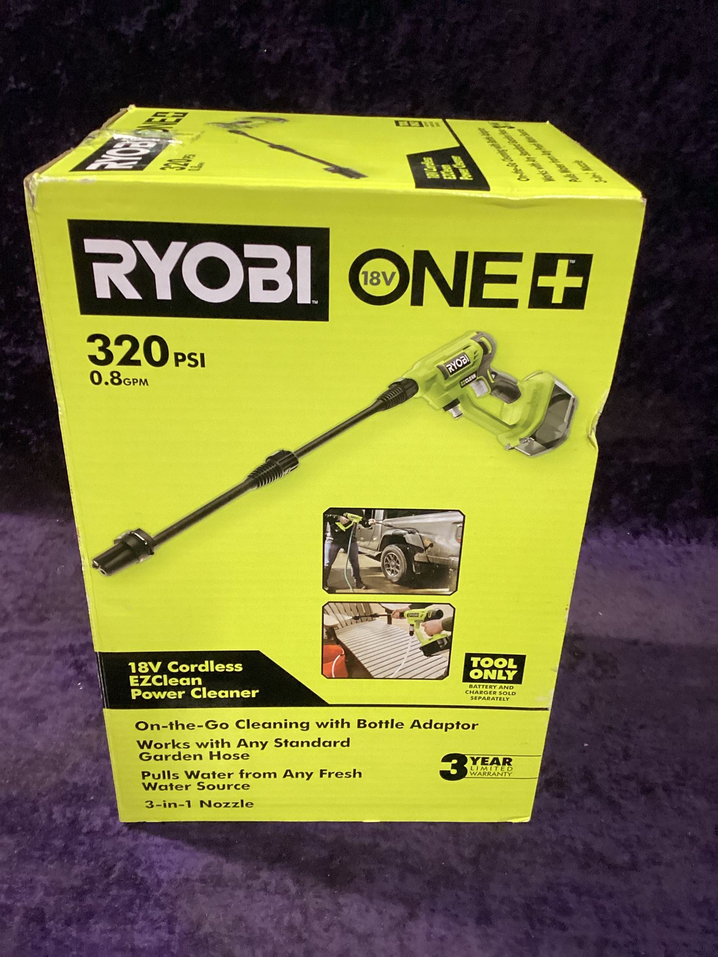 🛠🧰RYOBI ONE+ 18V EZClean 320PSI/0.8GPM Cordless Cold Water Power Cleaner NEW COND!(Tool Only)-$30!🛠🧰