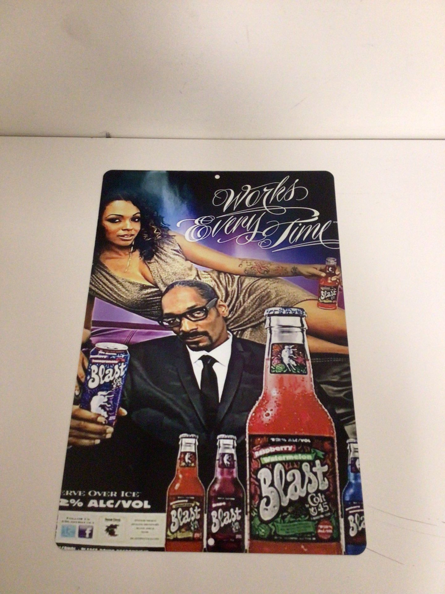 colt 45 Blast Works Everytime Snoop Dogg metal tin sign