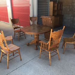 Vintage Wooden Table 6 Chairs Included