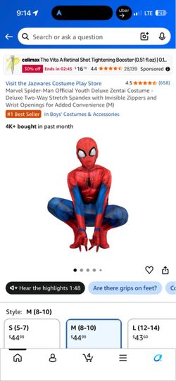 Marvel Spider-Man Youth Deluxe Zentai Costume