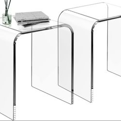 Acrylic End Table Set of 2 Clear Lucite Coffee Table