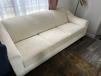 Cream Ivory White Velvet Couch