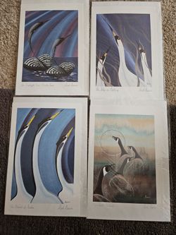 4 CANADIAN GEESE WATERCOLORS BY A CANADIAN ARTIST 6x9, New $15.00
