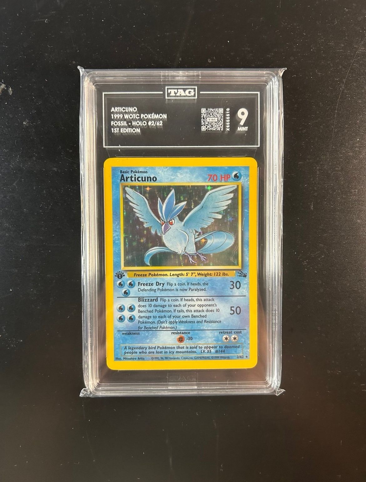 TAG 9 | 1999 | 1st Edition | Articuno | WOTC Fossil | Holo | #1 in Overall Pop! | Pokemon