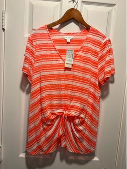 Brand New Neon Studio JPR Striped V-Neck Top NWT - women’s size Large - Simi Valley