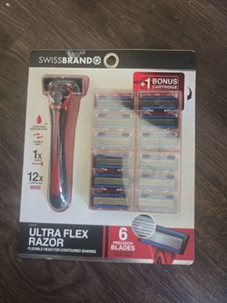 SWISSBRAND Men's 6-Blade Razor with 6 Replacement Cartridges