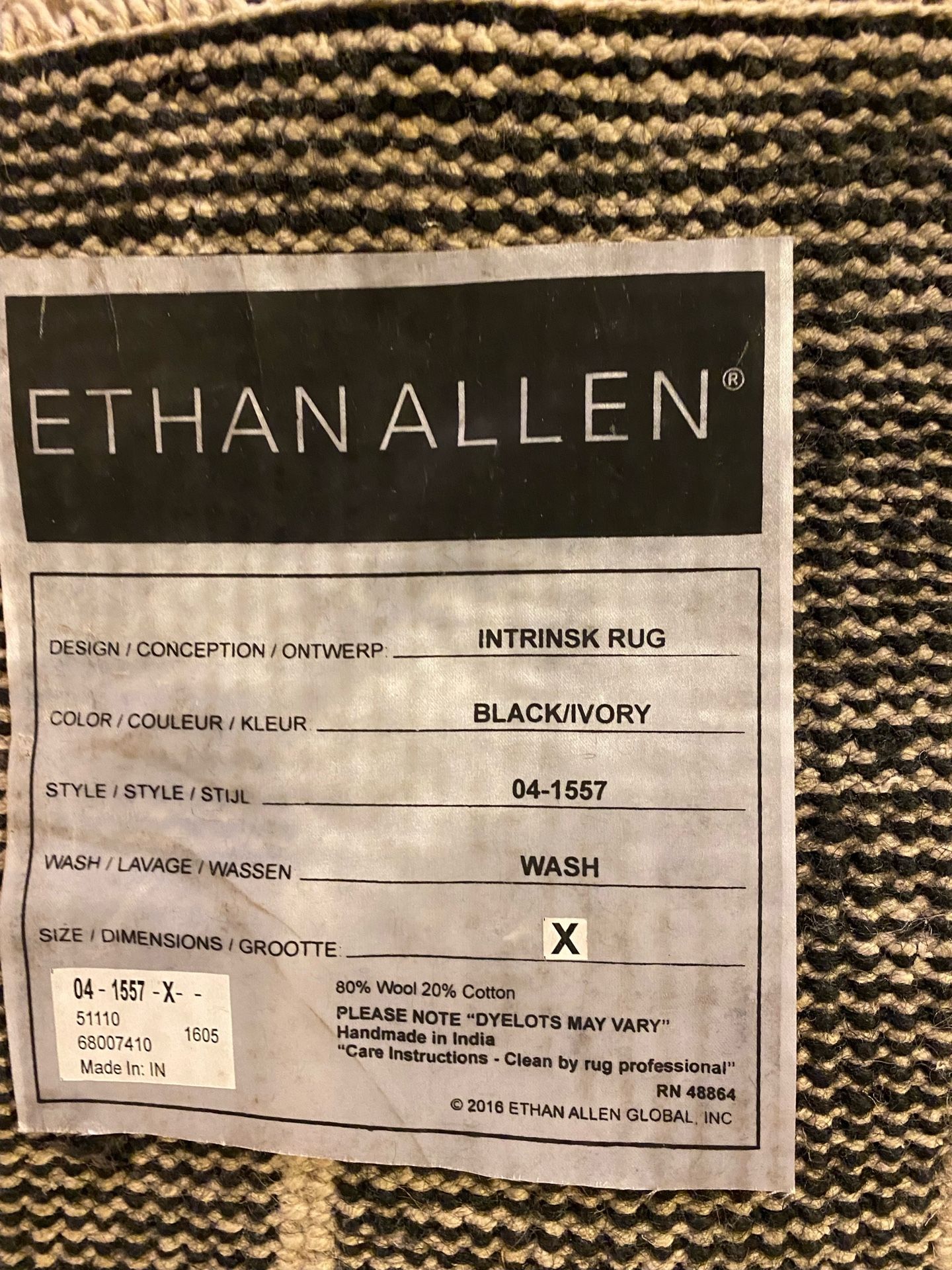 Ethan Allen Area Rug Black/Ivory 13X11 Area Rug The 9X11 On Sale For $1149 at Ethan Allen