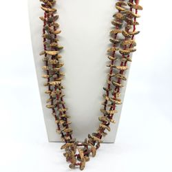 Tribal Multi-Strand Seed Bead Necklace with Natural Stone Layering