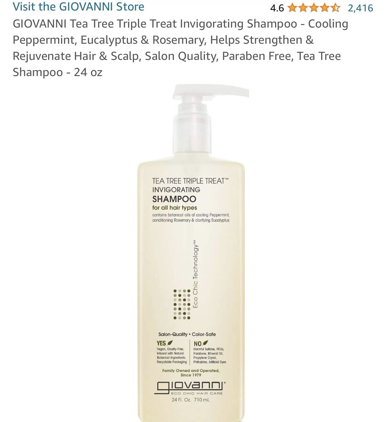 Giovanni Yea Tree Oil Shampoo, New