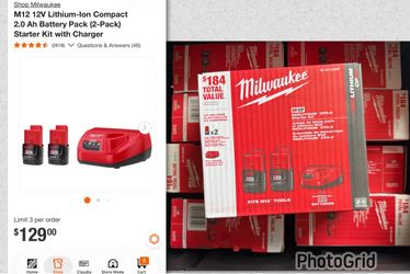 Milwaukee M12 12V Lithium-lon Compact 2.0 Ah Battery Pack (2-Pack) Starter Kit with Charger