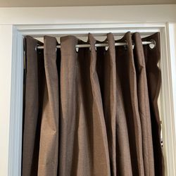 Brown, wool type, large (100”), 1 panel, black out curtain. New in packaging.