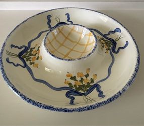 The Annalea Collection Chip & Dip Bowl 1998 Ceramic Floral MPN 31179W China