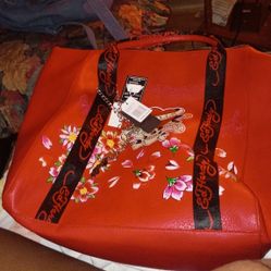 Ed Hardy Red Handbag 