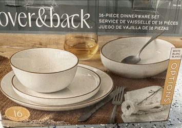 Over & Back 16-piece Stoneware Dinnerware Set Dishwasher Safe Microwave Safe