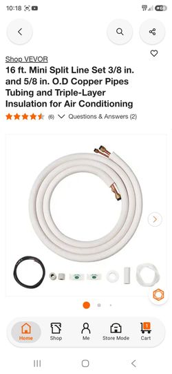 Shop VEVOR
16 ft. Mini Split Line Set 3/8 in. and 5/8 in. O.D Copper Pipes Tubing and Triple-Layer Insulation for Air Conditioning
