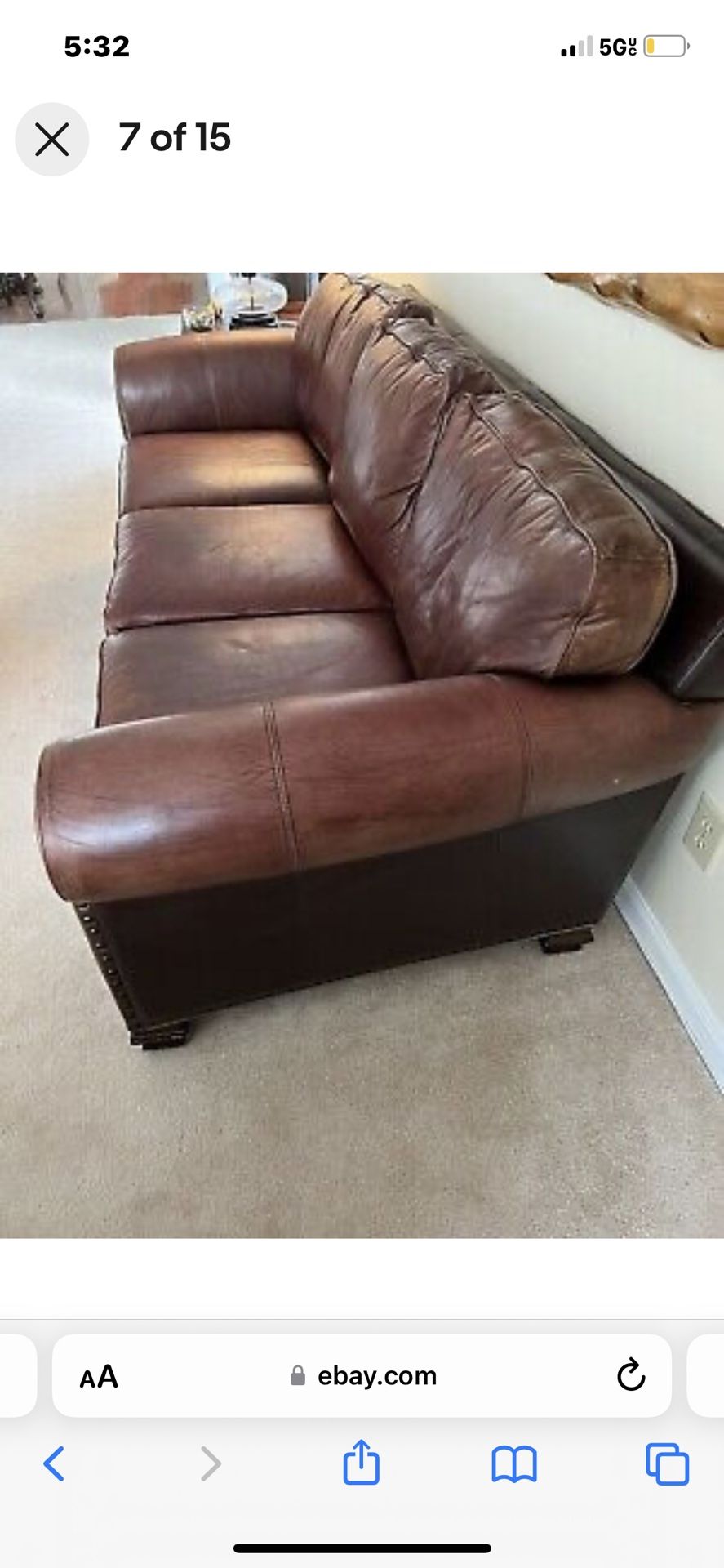 Real Leather Couch Will Consider Drop Off for Sale in Long Beach, CA