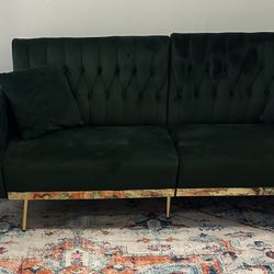 Velvet Green Couch/bed