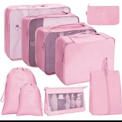 9pcs Travel Portable Luggage Packing Boxes College Dorm Essentials,