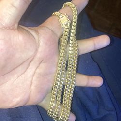 925 Silver Cuban Box lock Yellow Gold Cadena de plata 925 en oro Amarillo