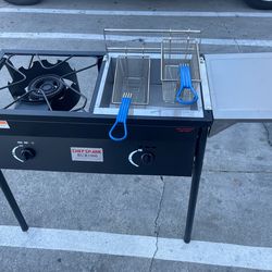 carrito para cocinar tres en uno plancha,freidora y vaporeras