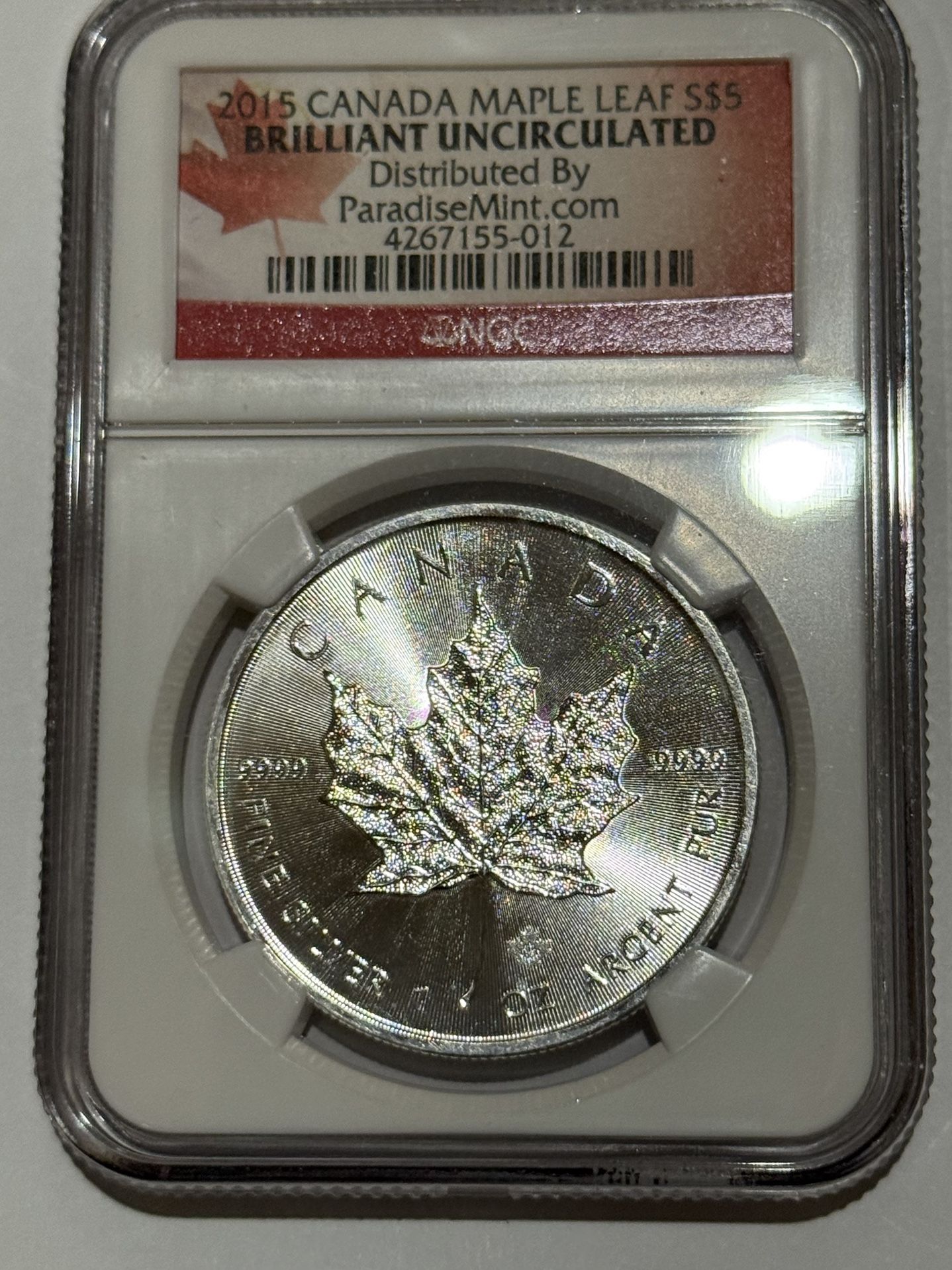 2015 1oz CANADA MAPLE BRILLIANT UNCIRCULATED SILVER COIN
