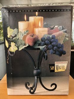 Brand New Cast-Iron Candle holder with Candles,Vines, & Beaded Fruits