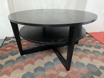Round Black 2-Tier Wooden Coffee Table