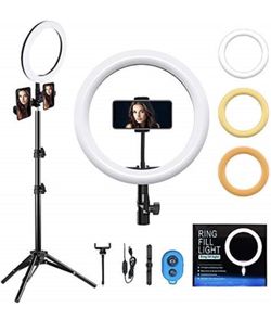 10’’ Selfie Ring Light with Tripod Stand and Phone Holder, Led Ring Light with Wireless Remote 3 Modes & 10 Brightness for Makeup