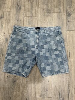 Forever 21 Plaid Mid Rise Narrow Hip Slim Leg Jean Shorts Men's Size 38