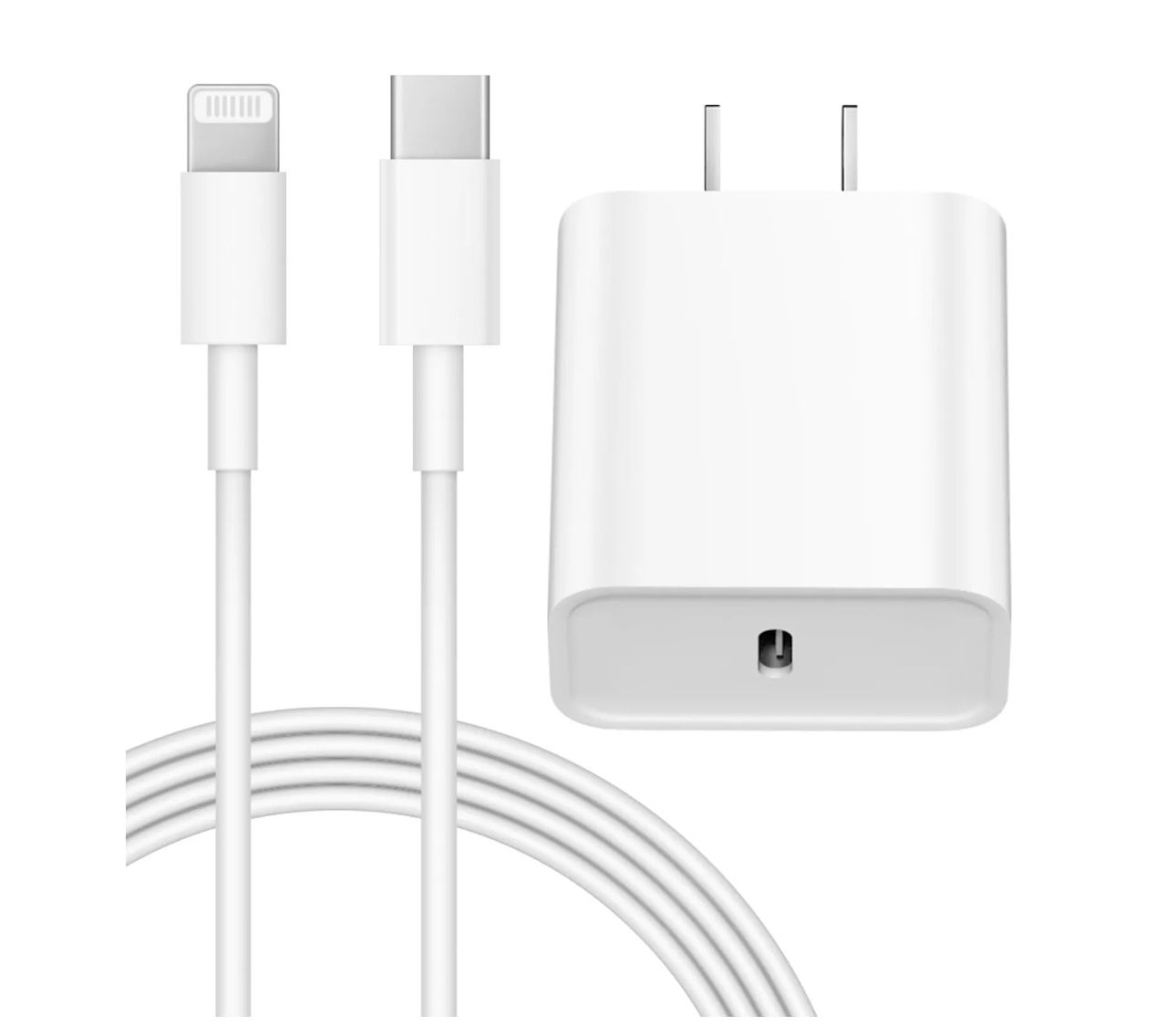 For iPhone 14 13 12 11 Fast Charger, 20W USB C Charger Block with 6FT Cable White