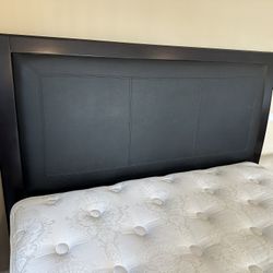 Black Queen Size Bed, Headboard And Mattress 