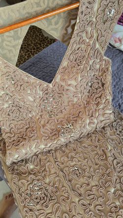Sue Wong Nocturne Size 4 Champagne Beaded Sequin Cocktail Dress