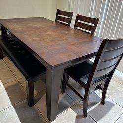 Kitchen Table With Leaf. 3chairs 3 chairs and a bench
