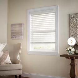 White Cordless Premium Faux Wood blinds with 2.5 in.