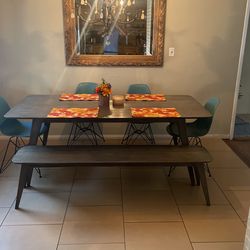 Dining Table, Bench And Chairs 