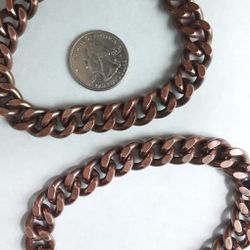 Vintage Mens Solid Copper Cuban Link Bracelets