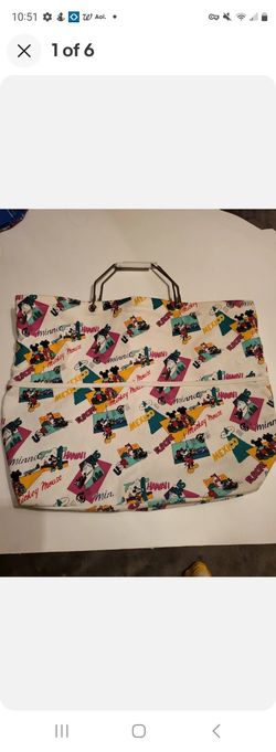 Disney Mickey Minnie Canvas Travel Shopper Tote -- Hawaii, Europe, Mexico