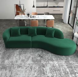 126" Japandi Style Luxury Modern Velvet Curvy Couch By Willa Arlo™ Interiors Fabric: Green Velvet