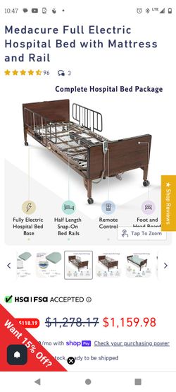 Electric Hospital Bed With Rails, Mattress, And Air Mattress Topper 