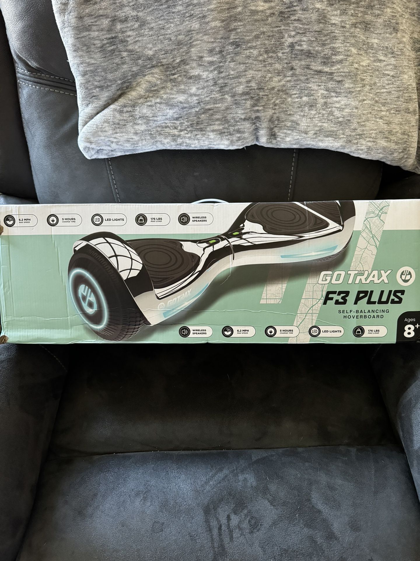 NEW sealed GoTrax F3 Plus Self Balancing Hoverboard Chrome