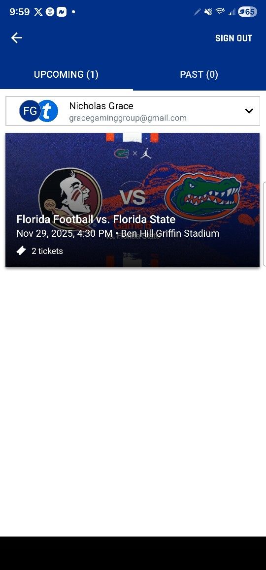 Florida Vs. Florida State Football Game 2 Tickets