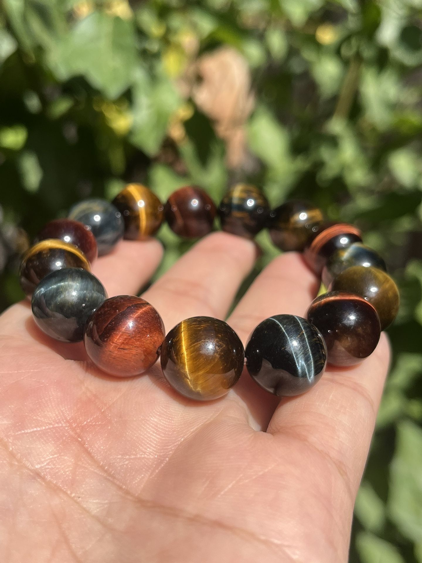 14mm Stretchable Rainbow Tiger Eye Bracelet