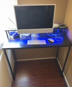 Black Computer Desk with LED Lighting