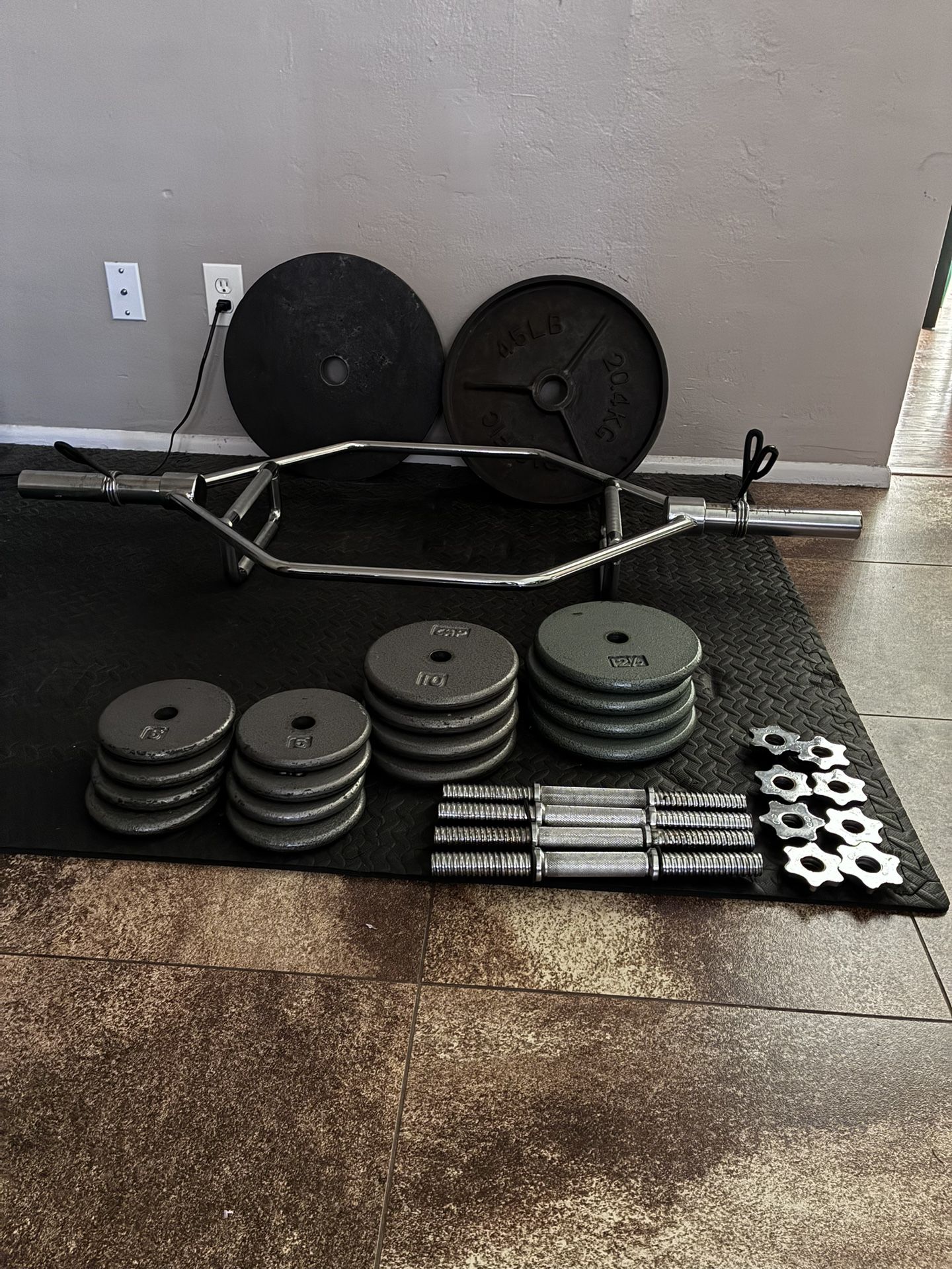 Hex Bar Weights Plates Cap Pacific Olympic Dumbbells Collars