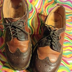 VINTAGE DR MARTENS BROWN 3989 STEEL TOE SHOES OXFORD ENGLAND 