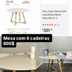 Dining Table Gold With 4 Chairs