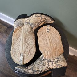 Laredo Python Print Western Boots - Round Toe womens 8 D sz