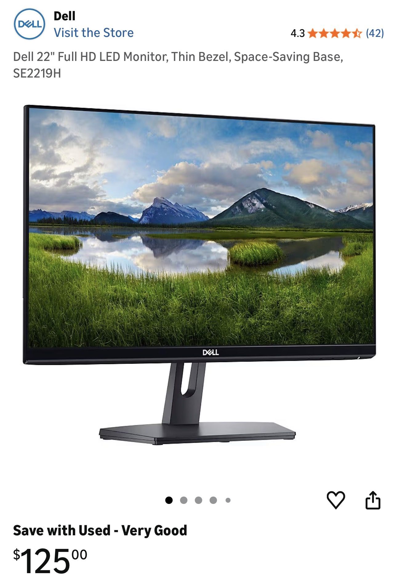 Dell computer Monitor SE2219H 22inch