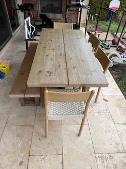 Dining table and bench