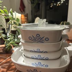 Vintage Corning Ware Blue Flower Set
